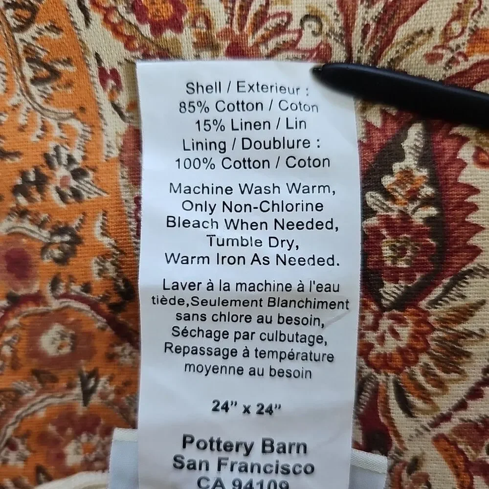 Pottery Barn Linen Cotton Paisley Pillow Covers Lumbar Square Boho Beachy